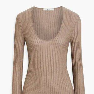 CO Essentials Cashmere Ribbed Taupe brown Sweater Sz Medium